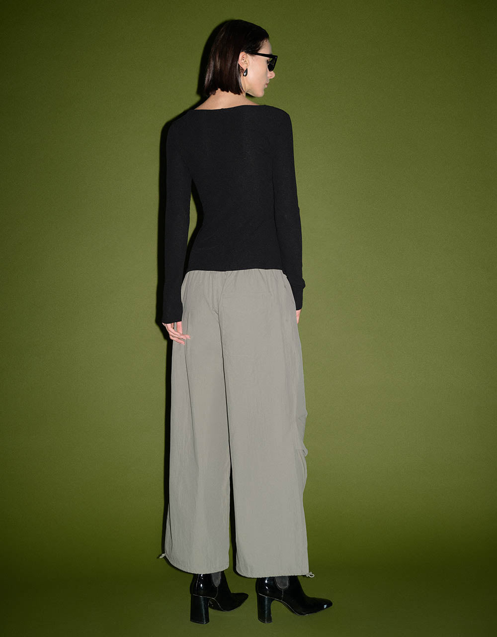 Elastic Waist Knitted Wide-Leg Pants