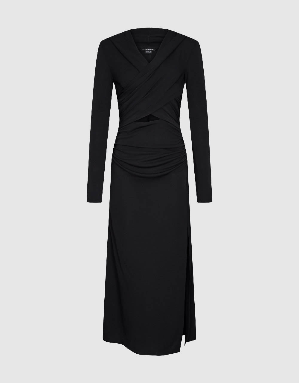 Ruched Cut-Out Knitted Straight Dress