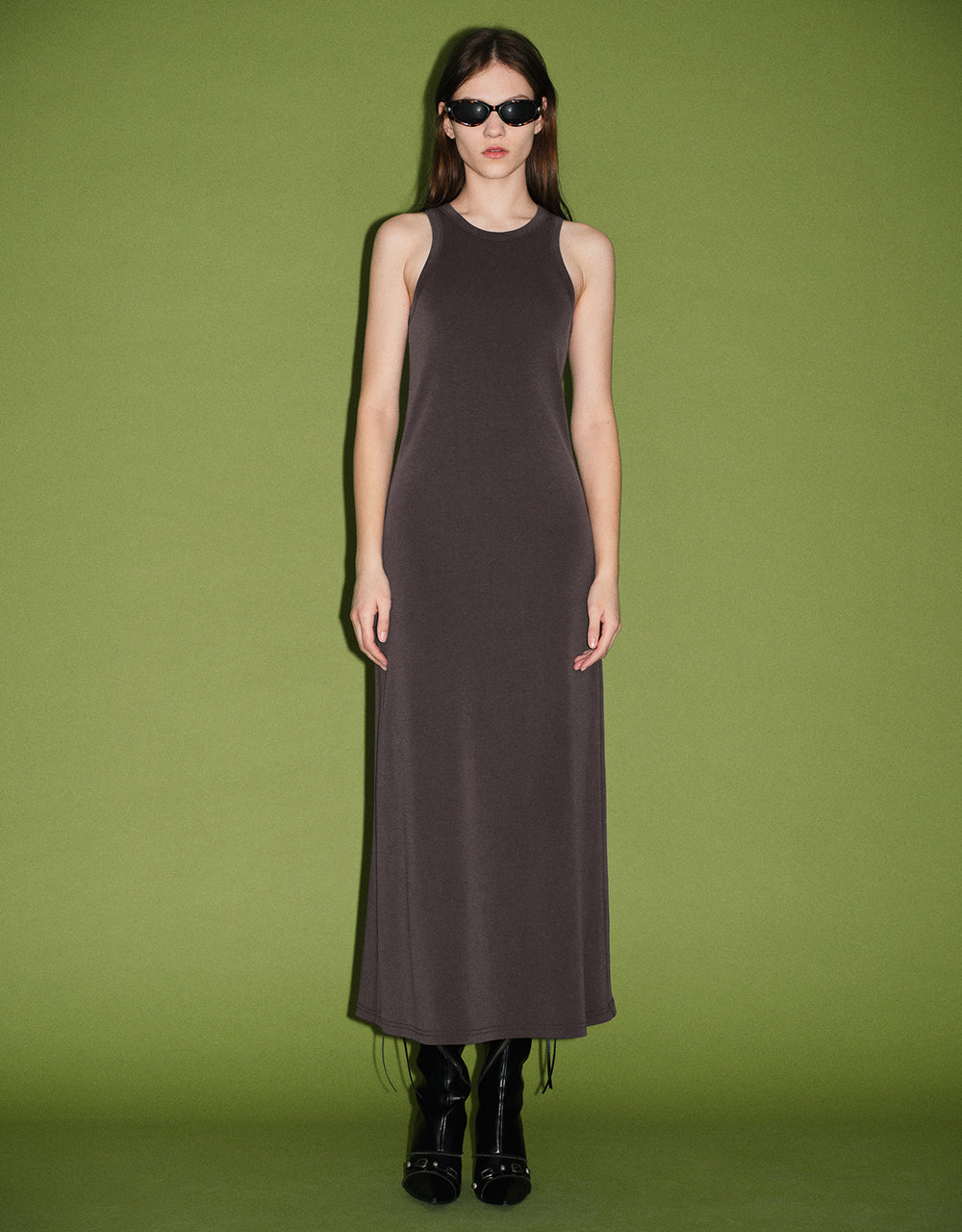 Sleeveless Crew Neck Knitted Straight Dress