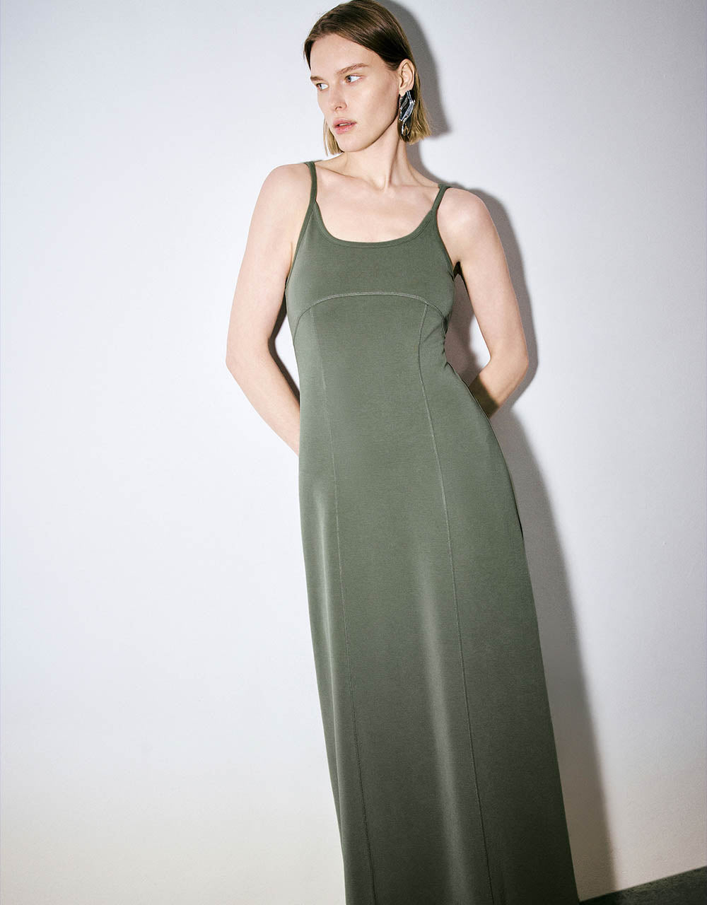 U Neck Knitted Cami Dress