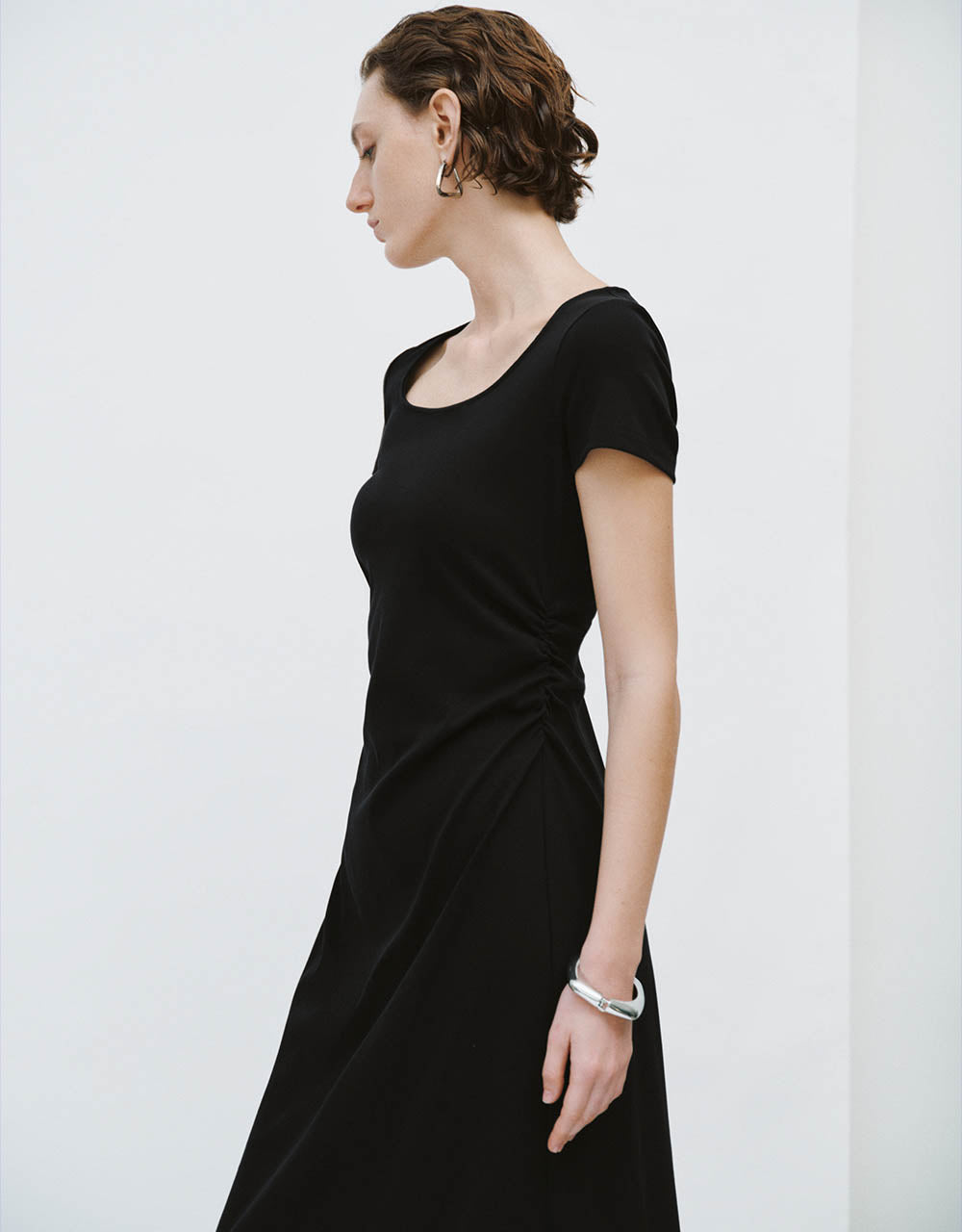 Squar-cut Collar Skinny Dress