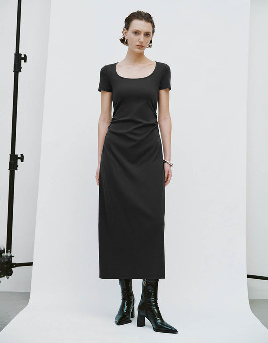 Squar-cut Collar Skinny Dress