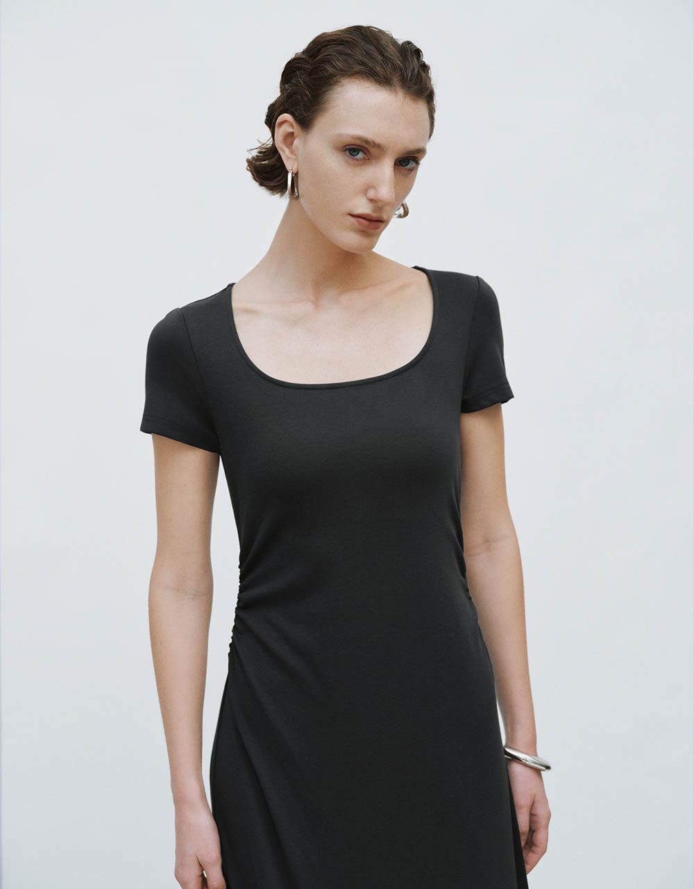 Squar-cut Collar Skinny Dress