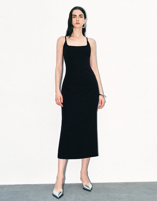 Sleeveless U Neck Knitted Straight Dress