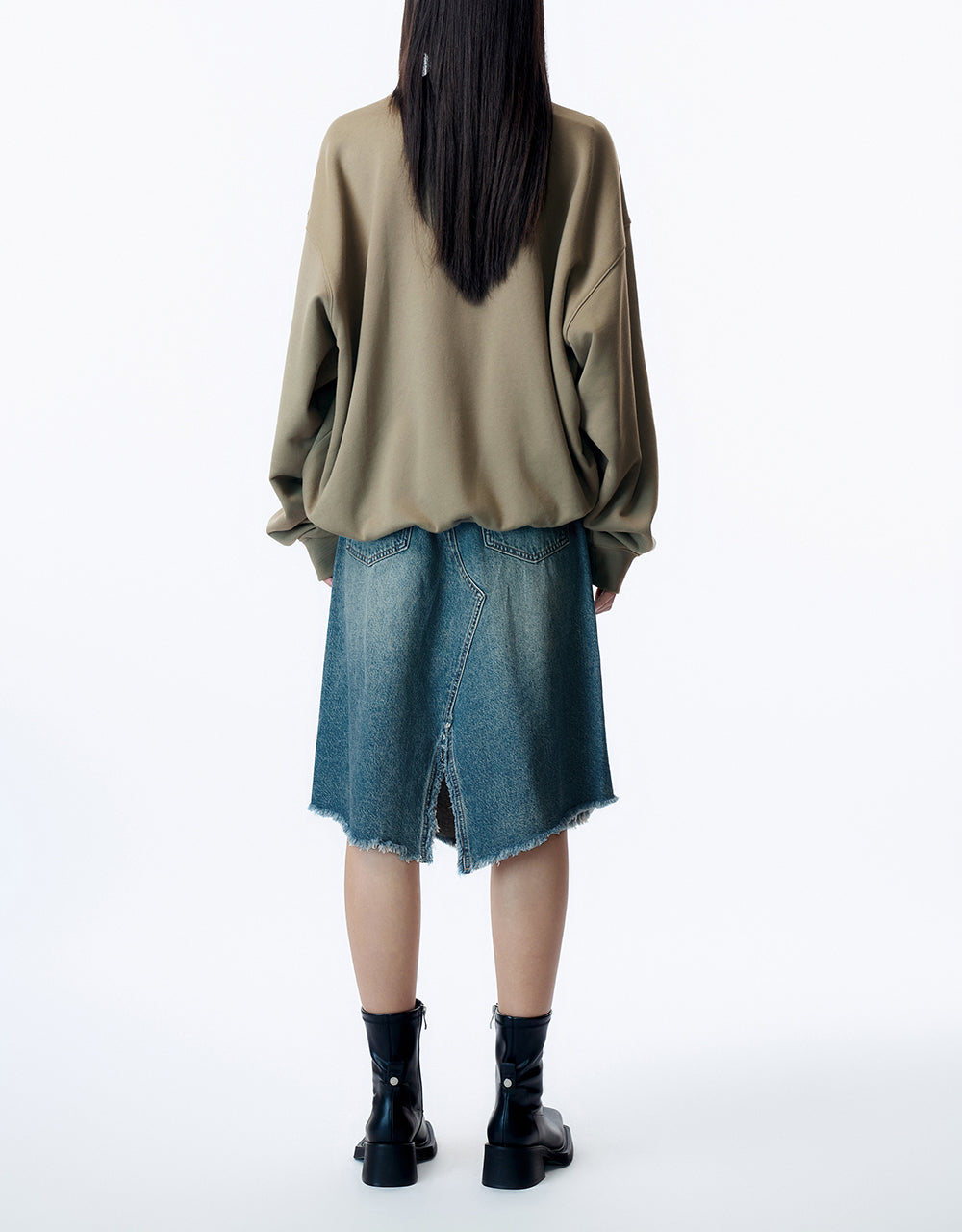 Raw Hem A-Line Denim Skirt