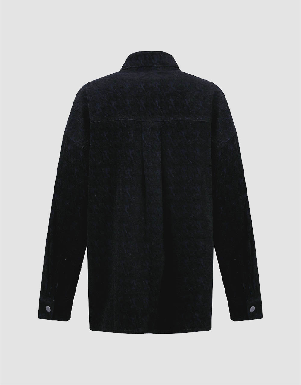 Houndstooth Printed Pressed Button Denim Shirt