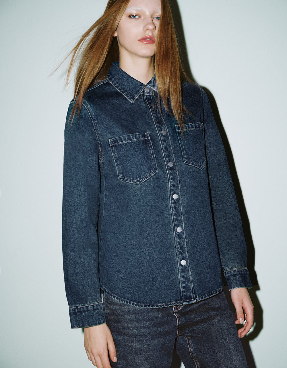 Press Buttoned Denim Shirt