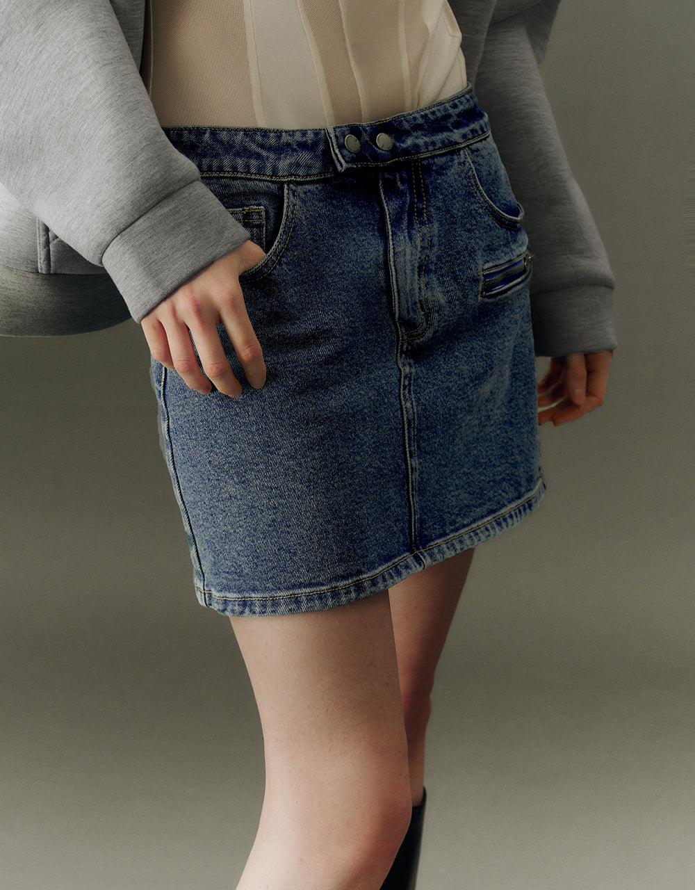 Mini Straight Denim Skirt