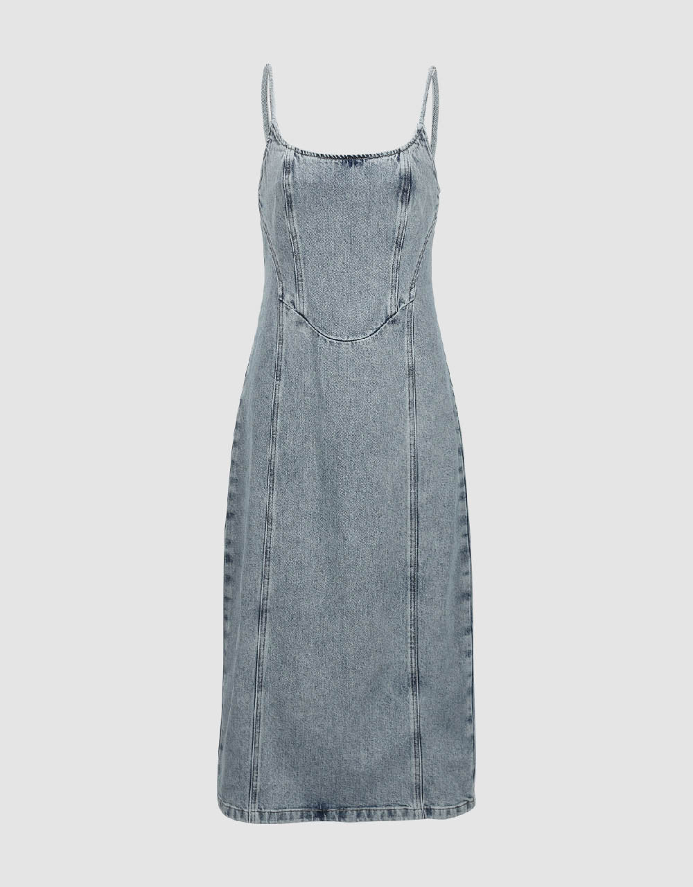 U Neck Skinny Denim Cami Dress