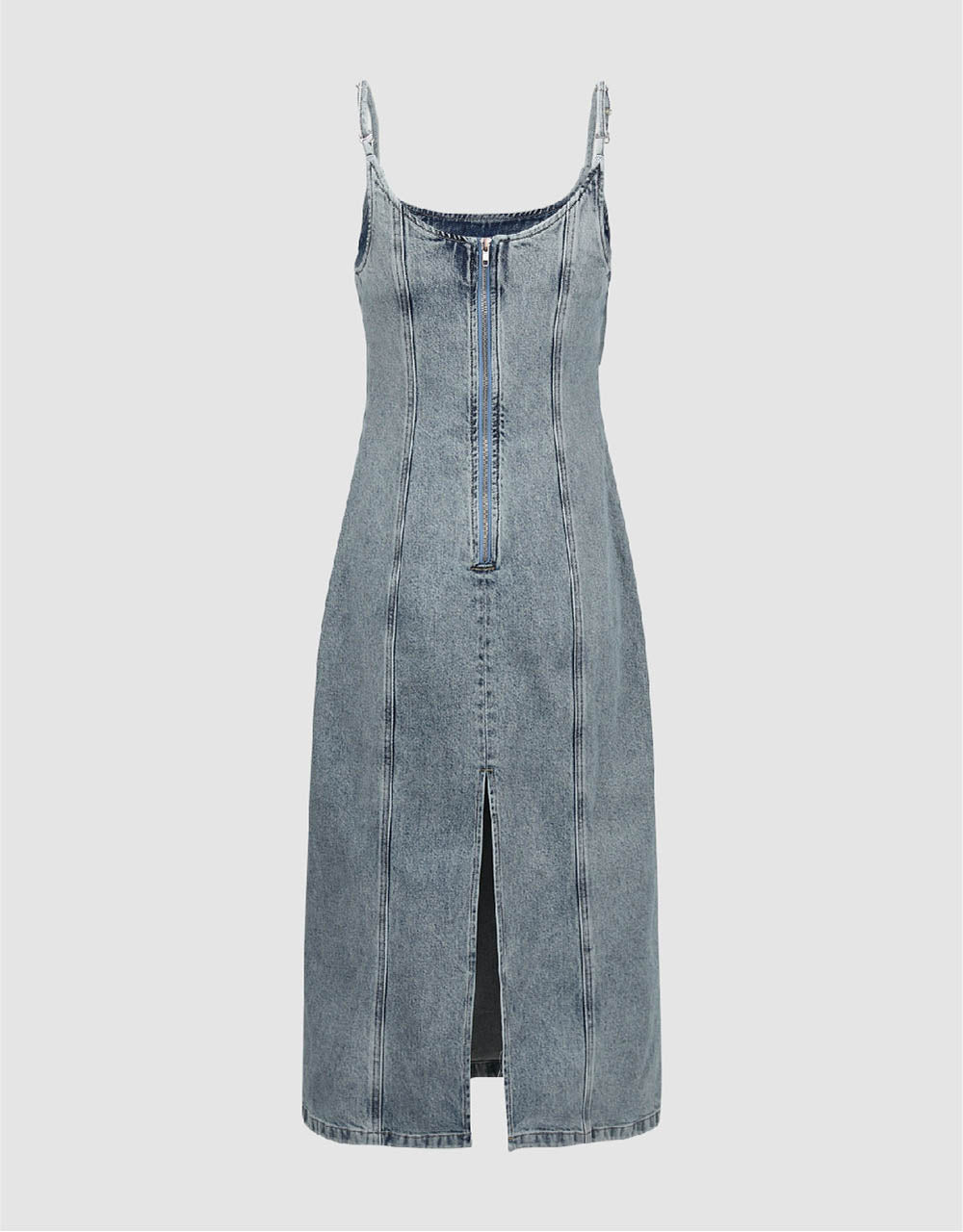 U Neck Skinny Denim Cami Dress