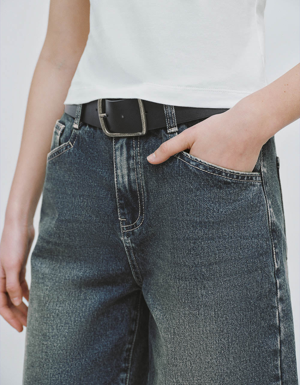 Denim Shorts With Belt