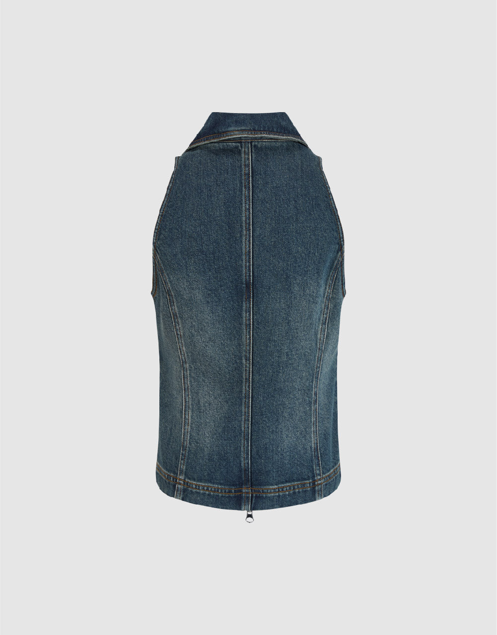 Zipper Front Denim Waistcoat