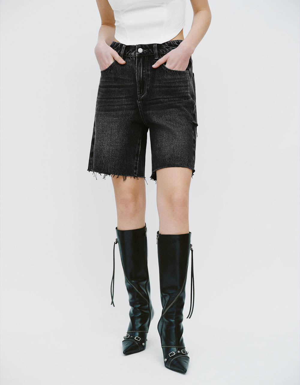 Raw Hem Denim Shorts