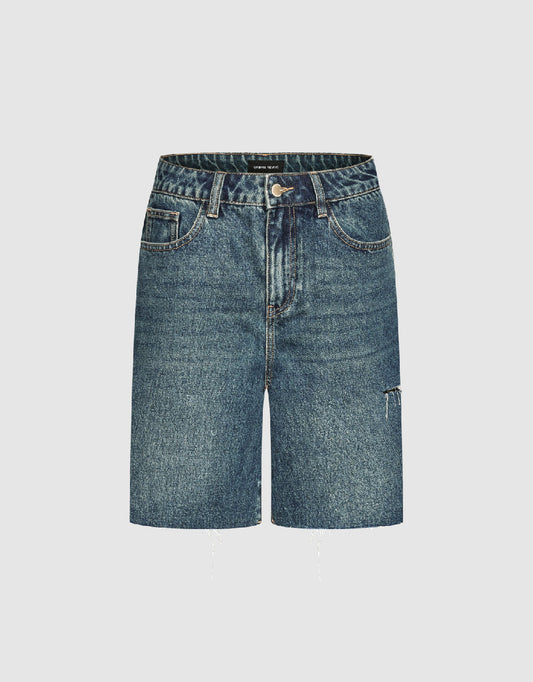 Raw Hem Denim Shorts