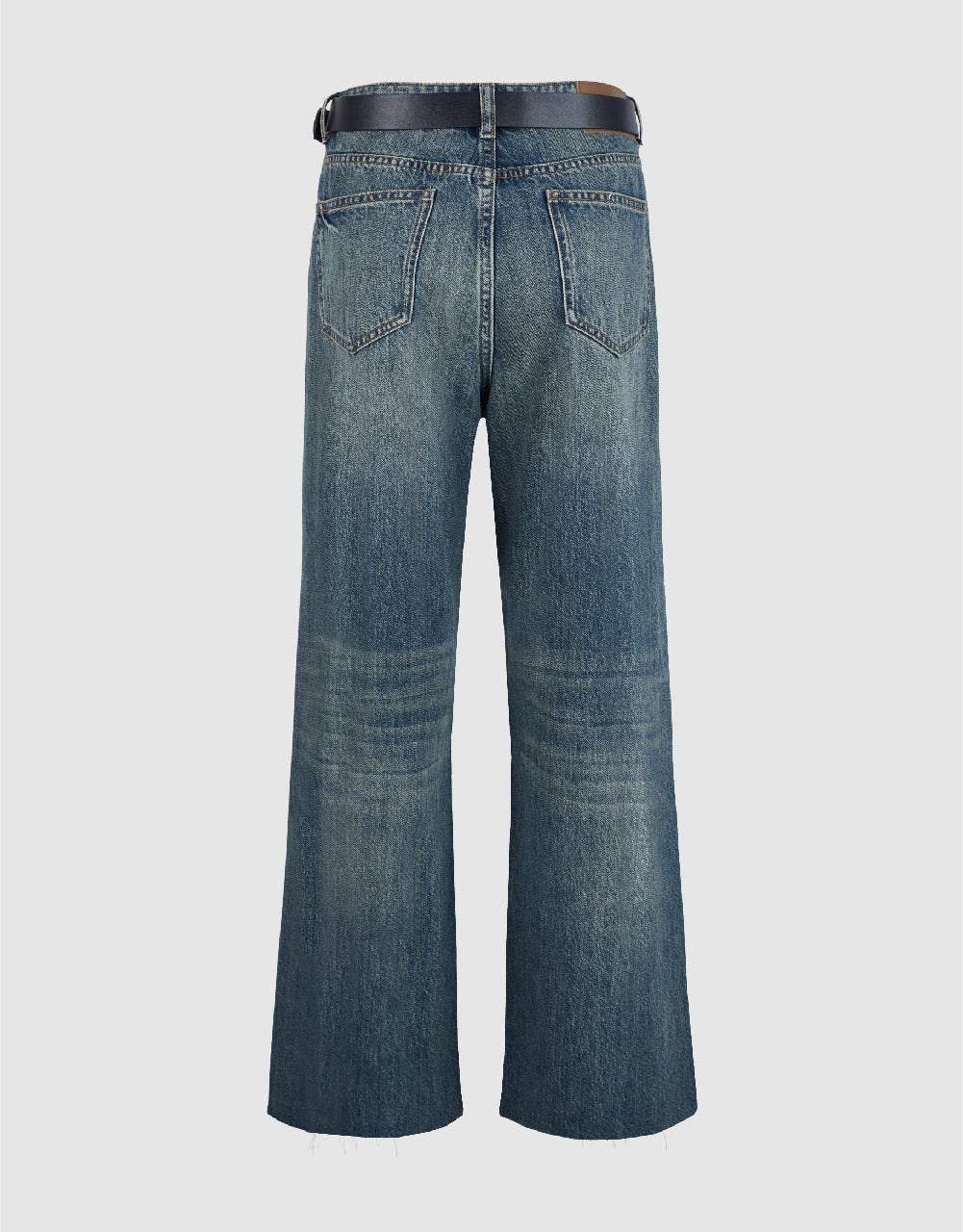 Raw Hem Wide-Leg Jeans With Belt