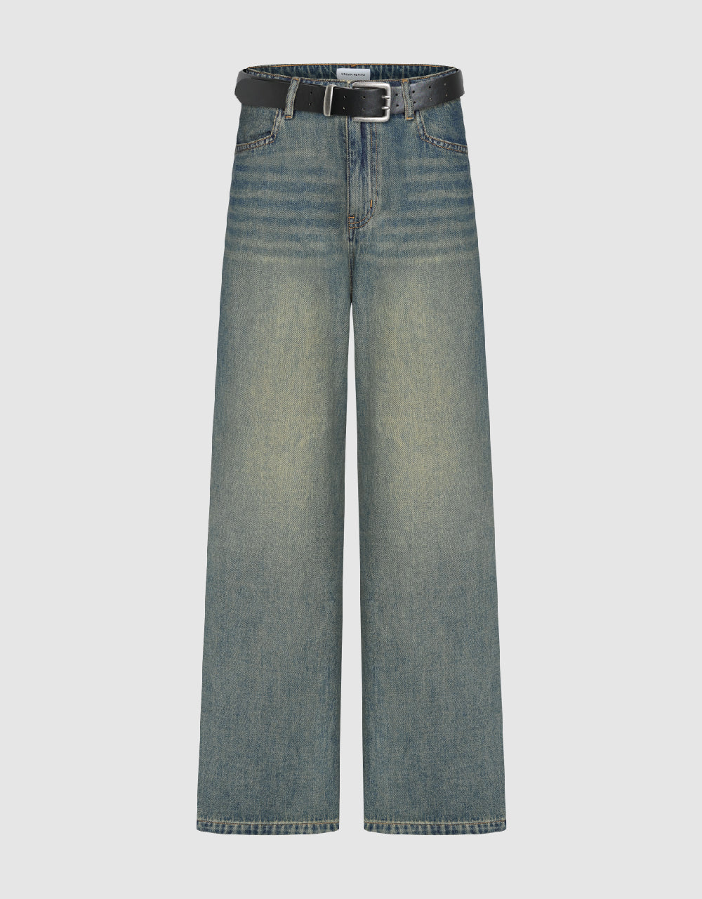 Wide-Leg Jeans With Belt