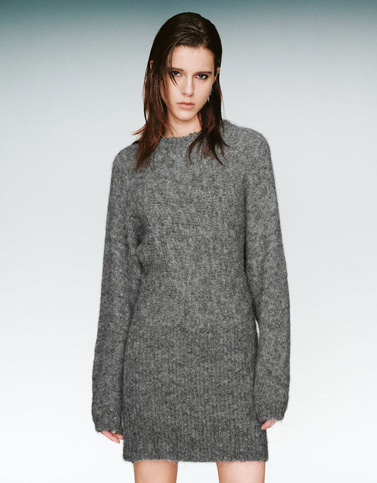 Crew Neck Straight Sweater Dress