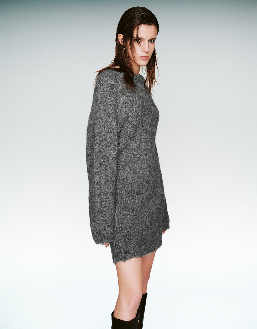 Crew Neck Straight Sweater Dress