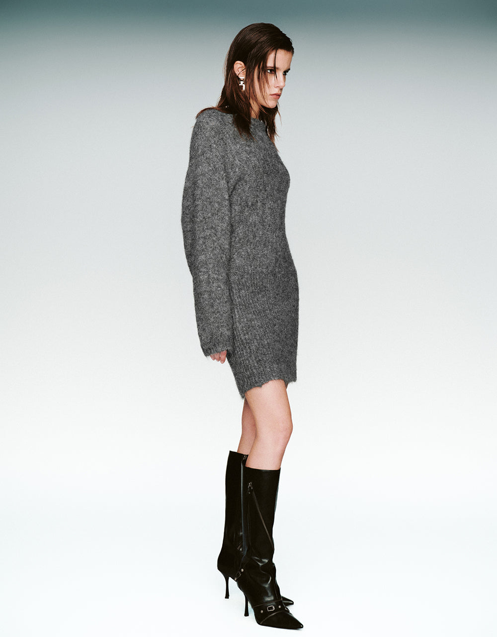 Crew Neck Straight Sweater Dress