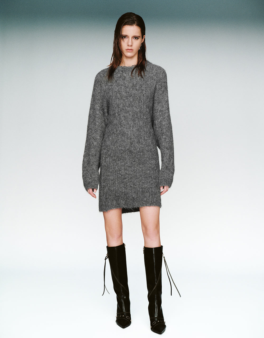 Crew Neck Straight Sweater Dress