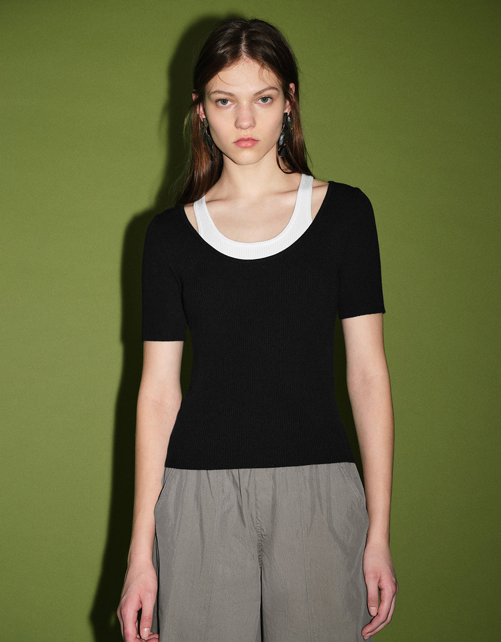 2 In 1 Skinny Knitted T-Shirt