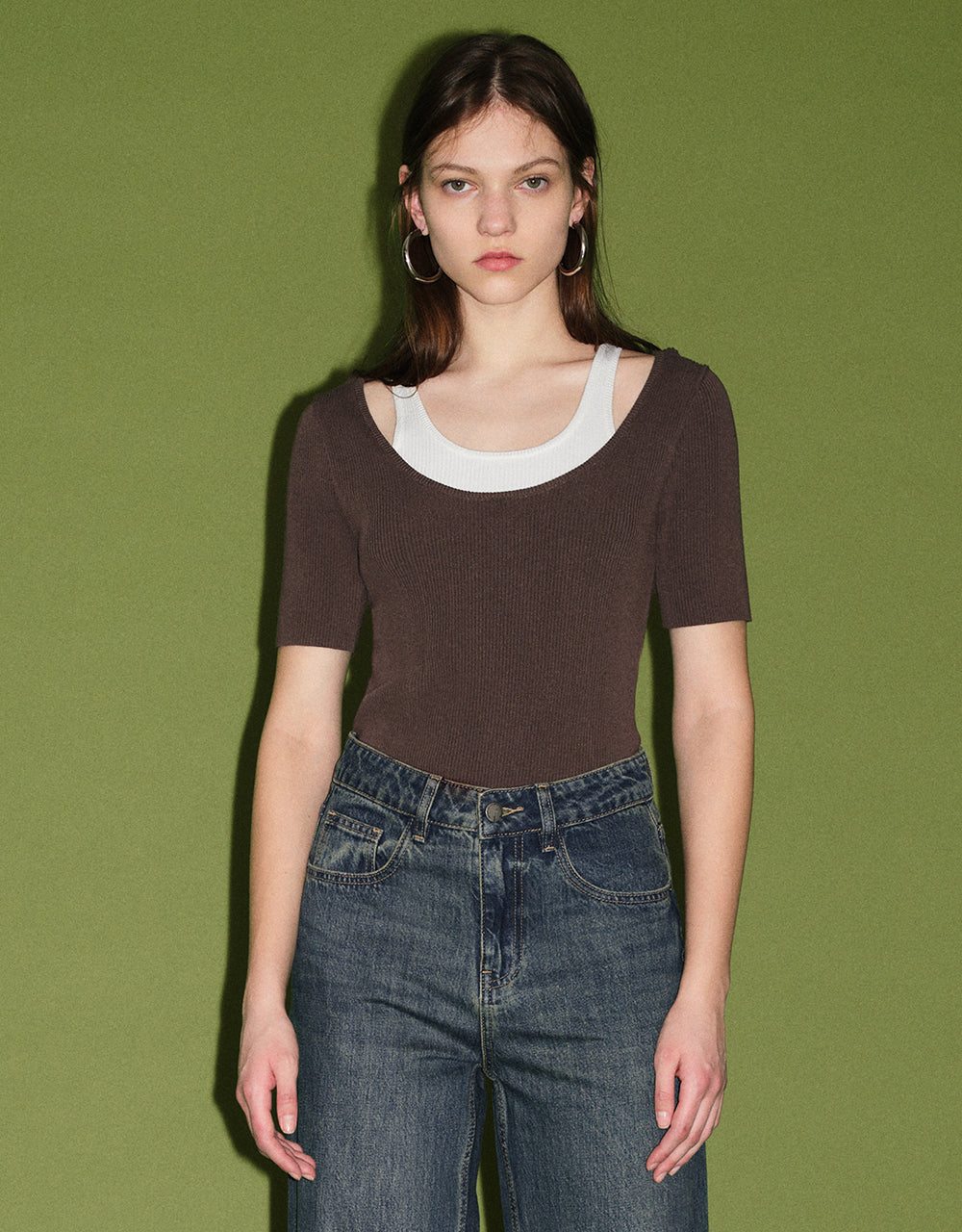 2 In 1 Skinny Knitted T-Shirt