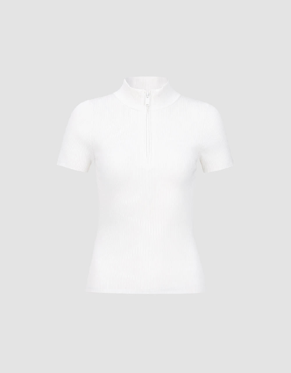 Zip Half Placket Knitted T-Shirt