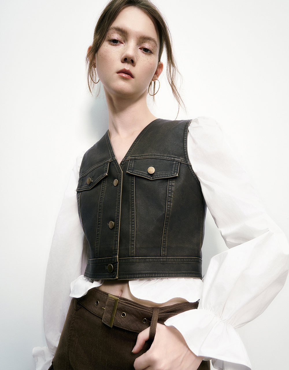 Vegan Leather V-Neck Waistcoat