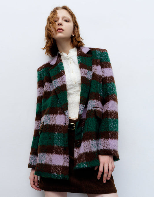 Furry Plaid Blazer