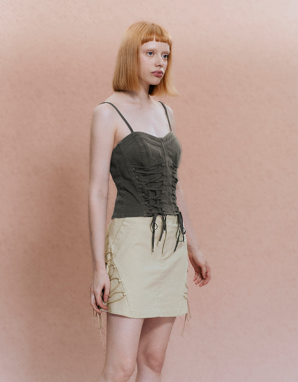 Lace Up V-Neck Cami Top