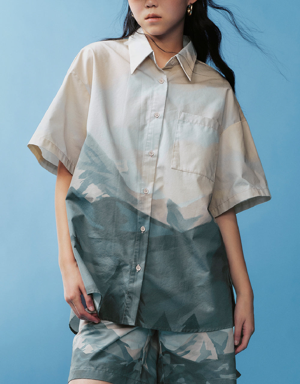 Scenery Pattern Straight Shirt