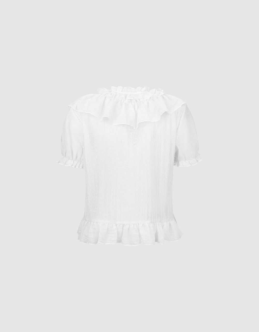 Ruffle Puff Sleeve V-Neck Blouse