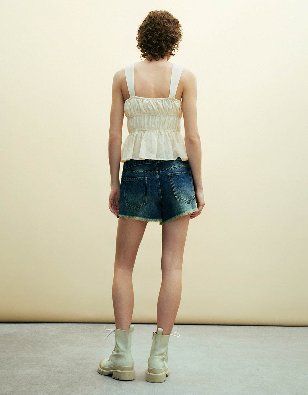 Lace Up Front Square-cut Collar Cami Top