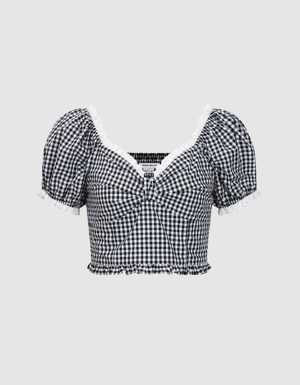 Gingham Sweetheart Neck Blouse