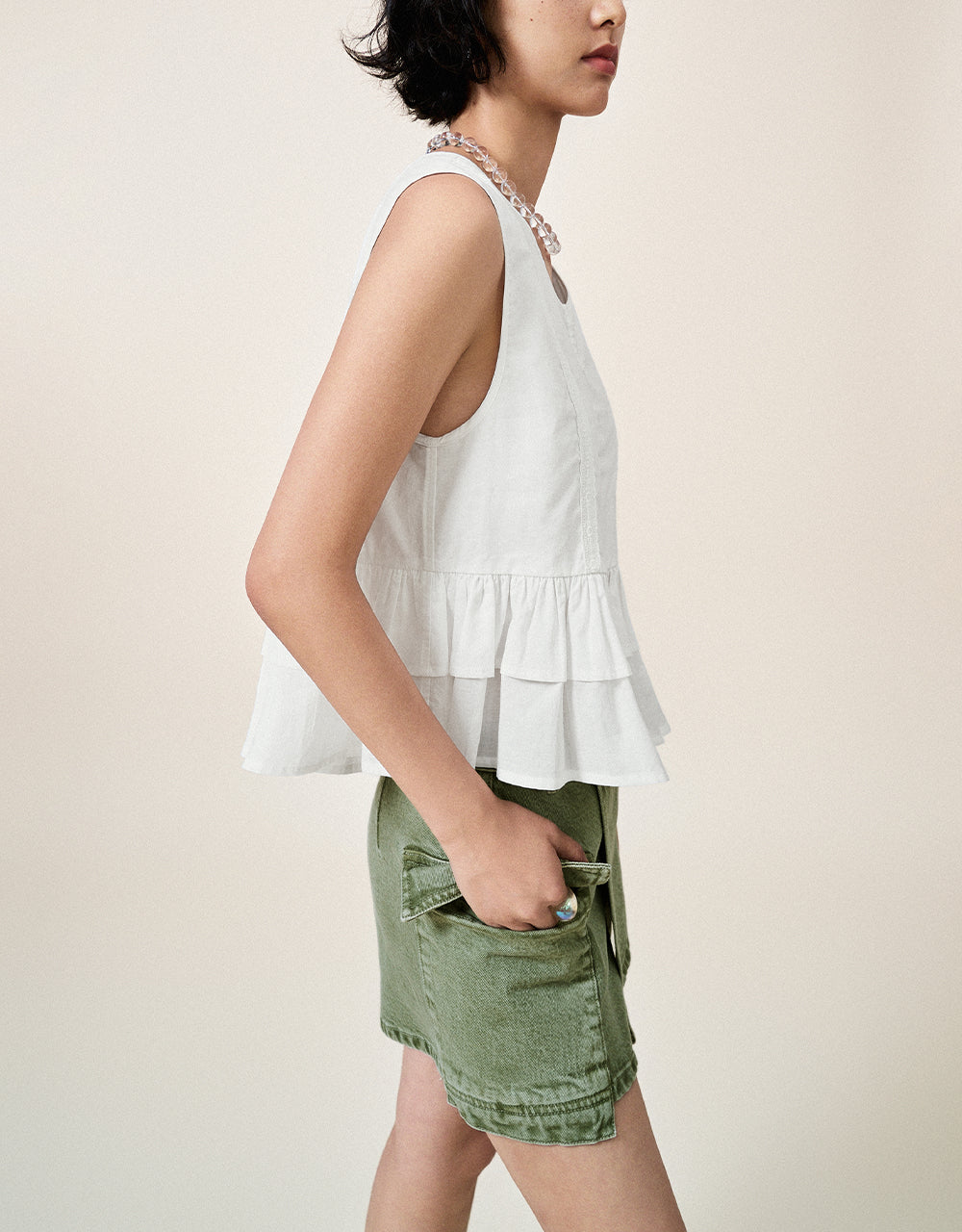 Sleeveless U Neck Blouse