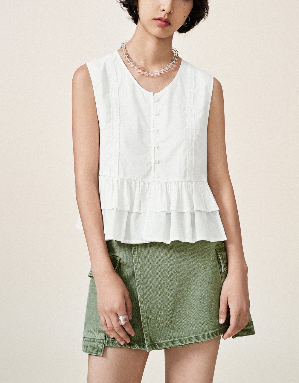 Sleeveless U Neck Blouse