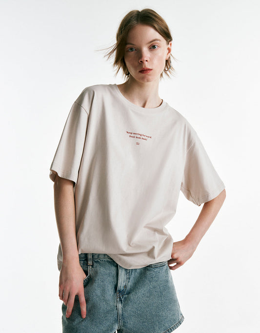 Letter Printed Crew Neck Straight T-Shirt