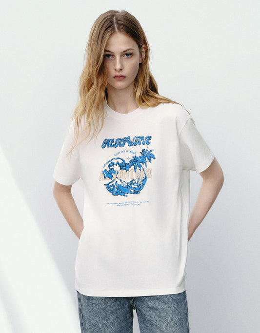 Printed Crew Neck Straight T-Shirt