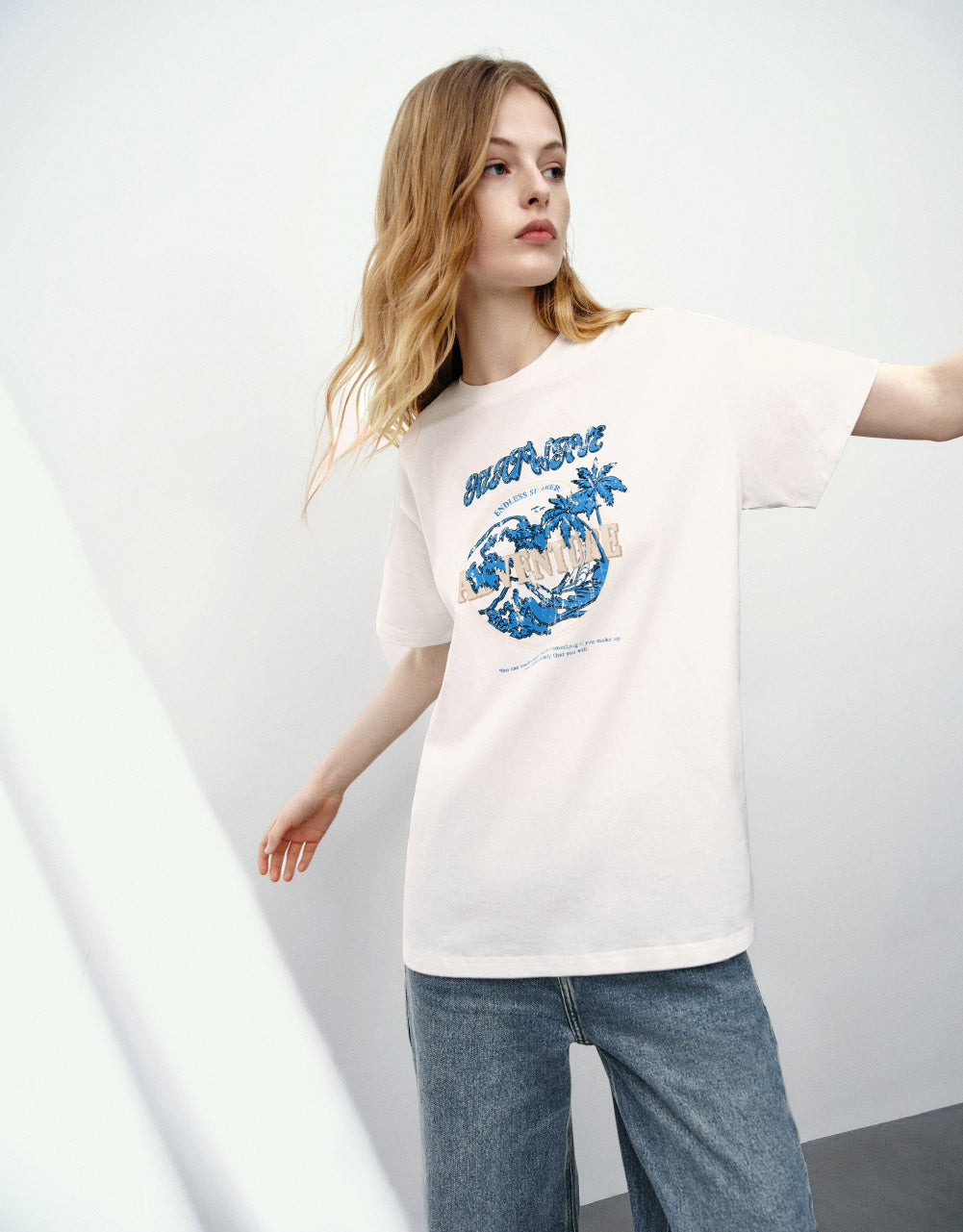 Printed Crew Neck Straight T-Shirt