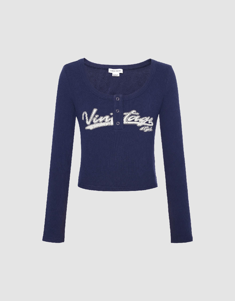 Letter Print T-Shirt With Press Buttons