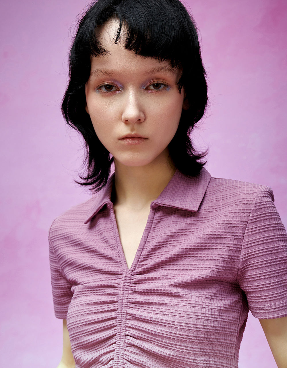 Lace Up Front V-Neck Skinny T-Shirt