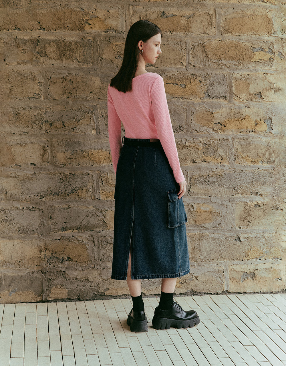 Letter Printed Crew Neck Skinny T-Shirt