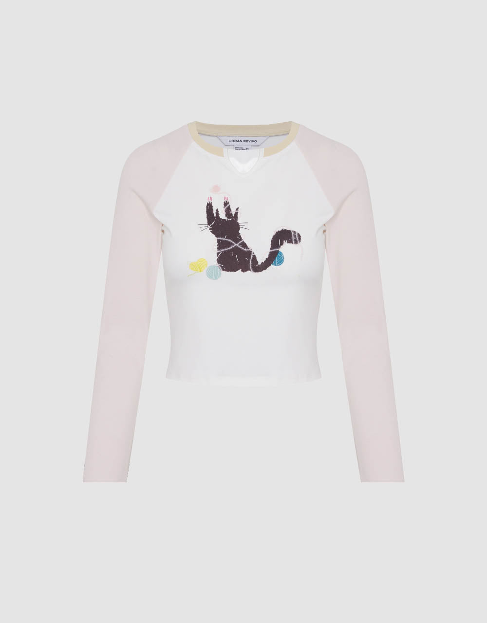 Kitty Printed Raglan Sleeve Skinny T-Shirt