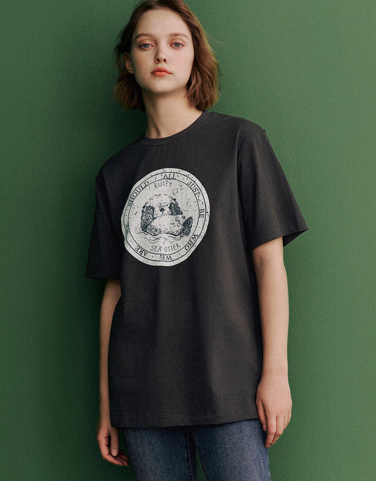 Printed Crew Neck Loose T-Shirt