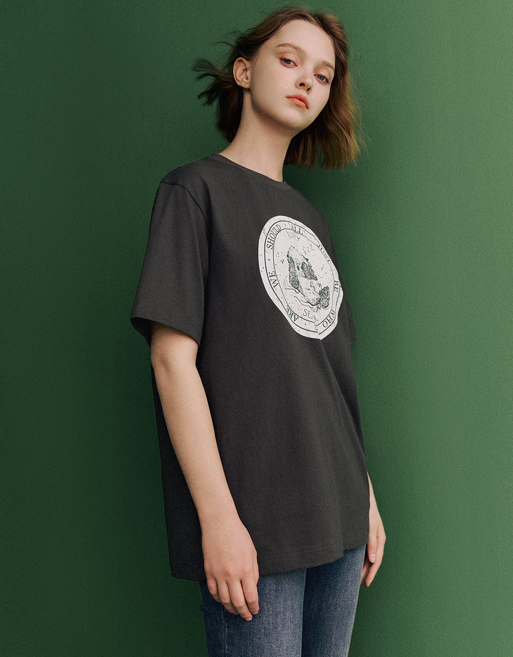 Printed Crew Neck Loose T-Shirt