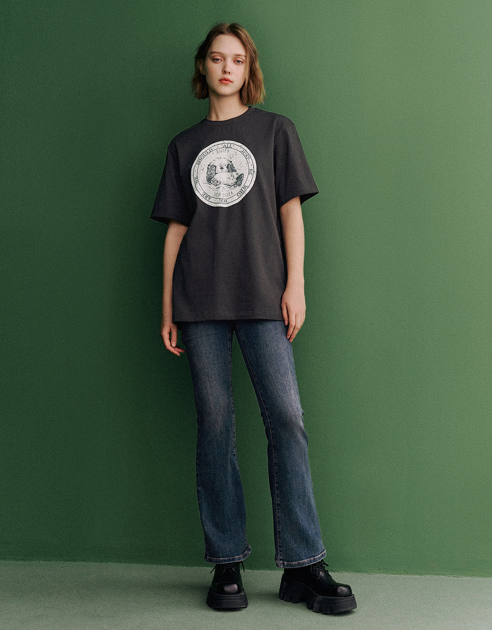 Printed Crew Neck Loose T-Shirt