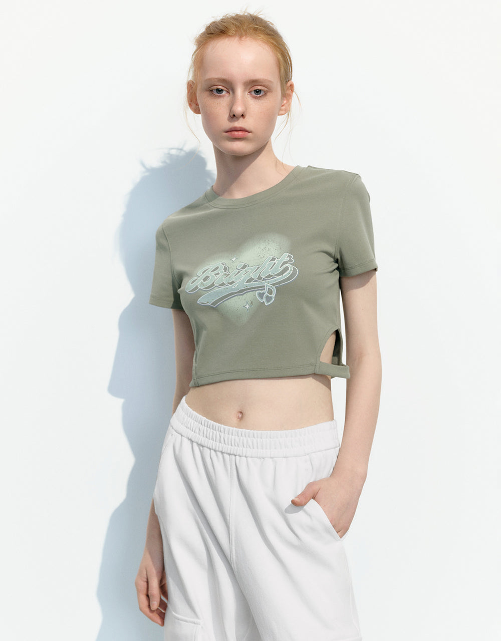 Letter Printed Crew Neck Skinny T-Shirt