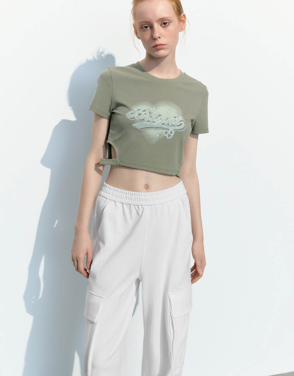 Letter Printed Crew Neck Skinny T-Shirt