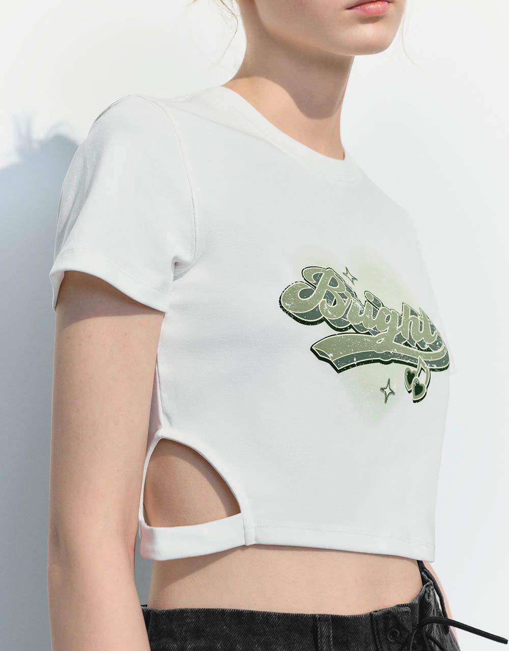 Letter Printed Crew Neck Skinny T-Shirt