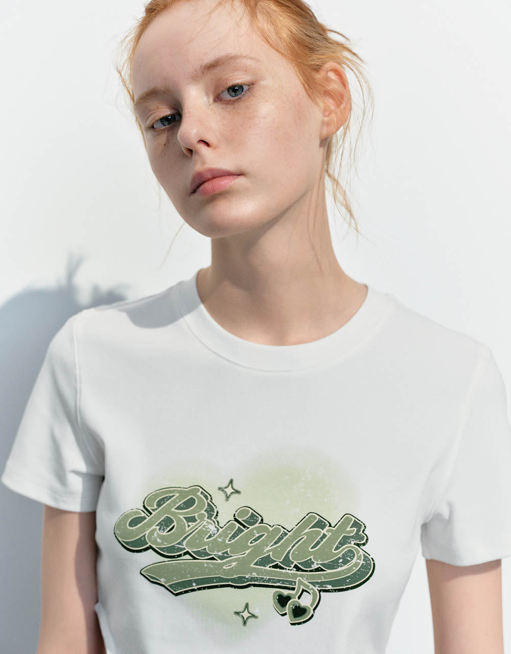 Letter Printed Crew Neck Skinny T-Shirt